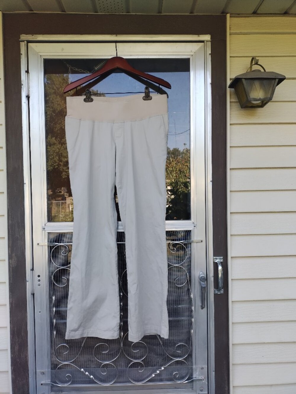 COTTON business casual cream maternity pants